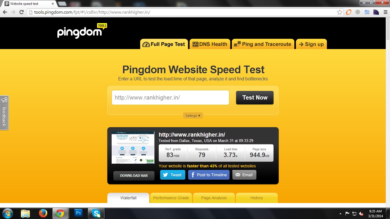 Website Speed test for SEO