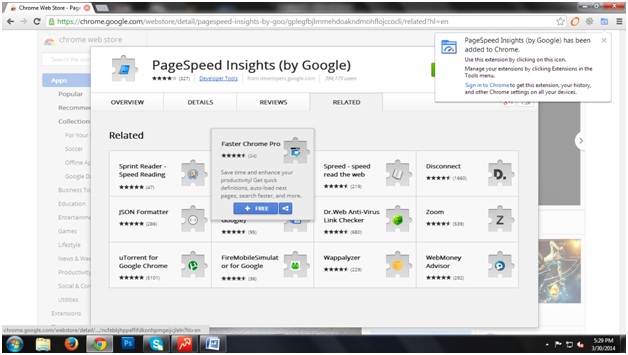 pagespeed-chrome-extension-added-message